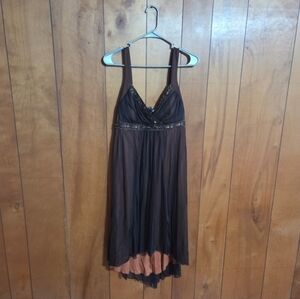 Jodi Kristopher Vintage 90s Witchy Cottagecore Brown Orange Midi Dress Size Larg